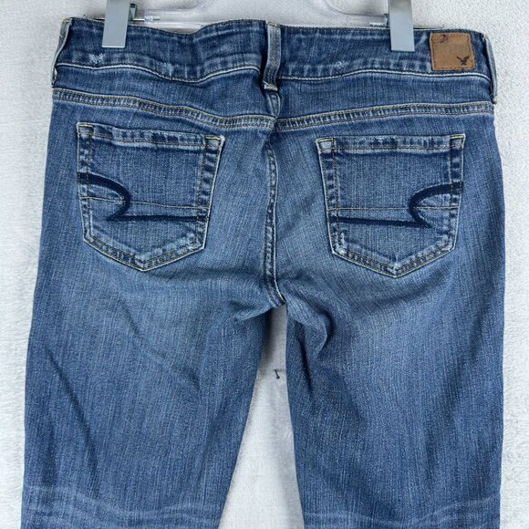 American Eagle Artist Crop Jeans Stretch Womens Size W30 Low Rise Blue - Picture 3 of 11
